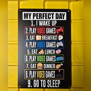 Gaming Themed Metal Sign - Black